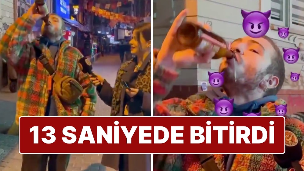 Kadıköy Sokaklarında İlginç Yarışma: 1 Şişe Alkolü 13 Saniyede İçti