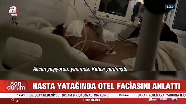 Yangında eşini, kızını ve oğlunu kaybeden acılı baba, hastanede tedavisi devam ederken otelde yaşananları anlattı.