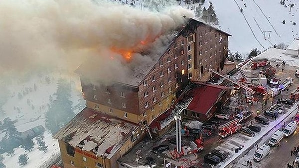 Bolu'nun gözde kış tatili rotalarından olan Kartalkaya Kayak Merkezi'nde bulunan Grand Kartal Otel'de çıkan yangın faciaya yol açtı.