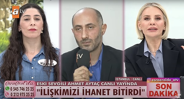 Tüm bunların ardından yayına bağlanan iddiaların odağındaki eski sevgili Ahmet Aytaç, Esra Erol'a "Beni konuşturmuyorsunuz." diyerek sert çıkmış ve iddiaları reddetmişti.