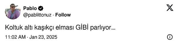 Nedendir, nasıl olundu bilinmez fakat X'te yeniden hortlatılan fotoğrafta dikkat çeken detay hayret ettirici! Yasemin Kay Allen'ın "koltuk altının", evet yanlış duymadınız "koltuk altının" pürüzsüzlüğü dikkat çekti bu sefer de...👇