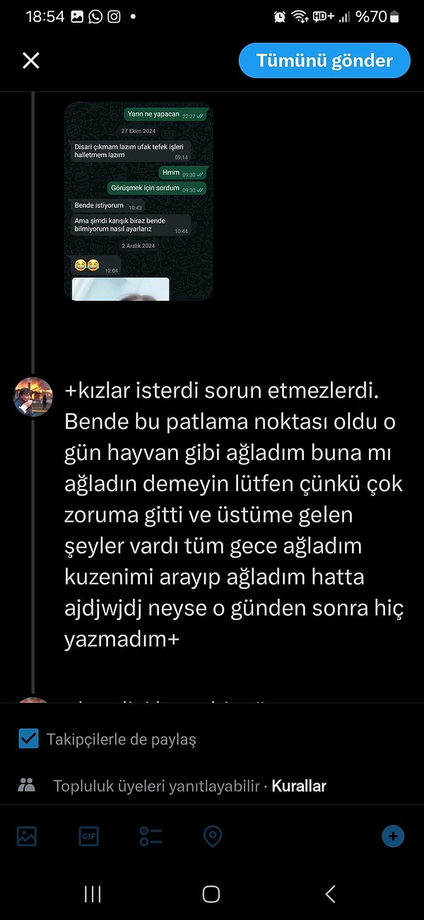 Böylece sorunun diğer arkadaşları olmadığını anladı: "Beni çağırsa kızlar sorun etmezlerdi." 👇