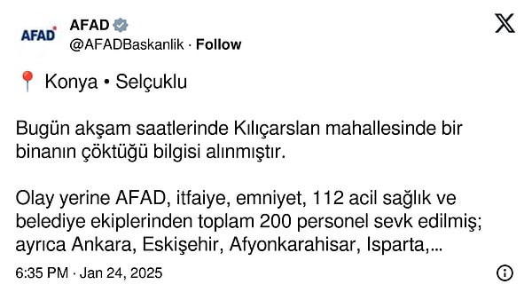 AFAD: "200 personel sevk edildi."