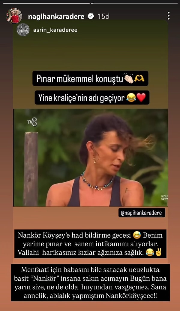 Yarışmada eleme potasına giden Ayşe ve Pınar için Nagihan Instagram hesabından bu paylaşımı yaptı.