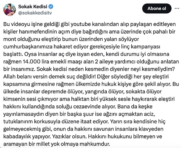 Röportajı yapan muhabir eleştiriler üzerine şu yanıtı verdi.