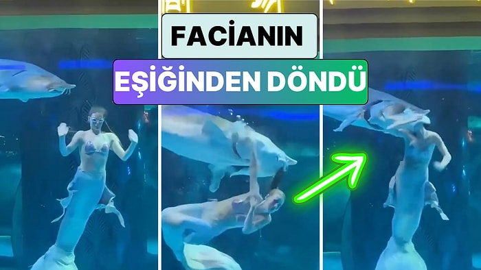 Denizkızı Kostümü ile Gösteri Yapan Bir Kadın Akvaryumdaki Bir Balığın Saldırısına Uğradı