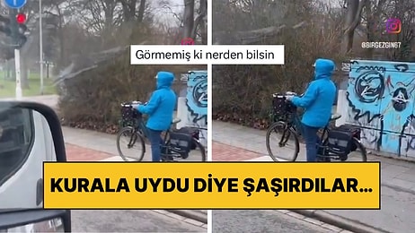 Almanya’da Kırmızı Işıkta Çizgiyi Dahi Geçmeyen Bisikletliyi Gören Türkler Şaşkınlıklarını Kayda Aldı