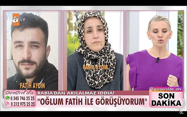 Oğlunun kaybolduğu günlerde bu erkeklerle konuşan Rabia'ya doğruları söylemesi için Esra Erol ısrarcı oldu ancak Rabia yayından ayrıldı.