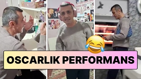 Kızının Günlük Hallerini Taklit Eden Baba Adeta Oscarlık Performansıyla İzleyenleri Gülümsetti