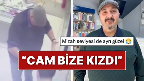 Esnafın Tamir Etmeye Çalıştığı Cam Kapı Bir Anda Tuzla Buz Oldu!