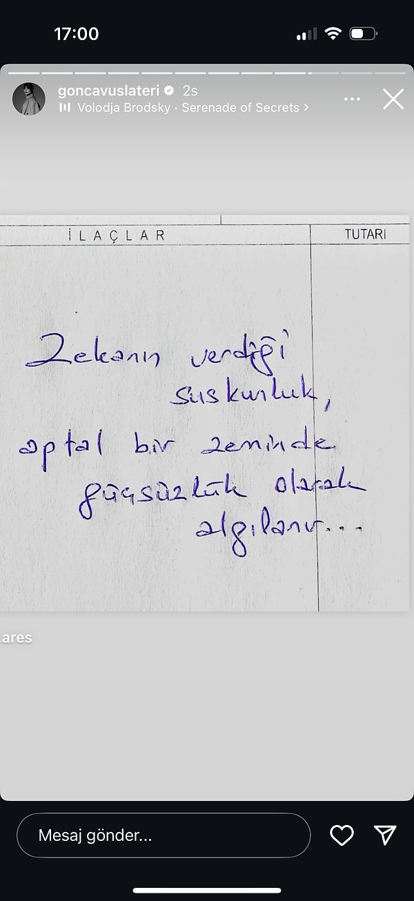 Vuslateri önce "Zekanın verdiği suskunluk, aptal bir zeminde güçsüzlük olarak algılanır." yazdı.