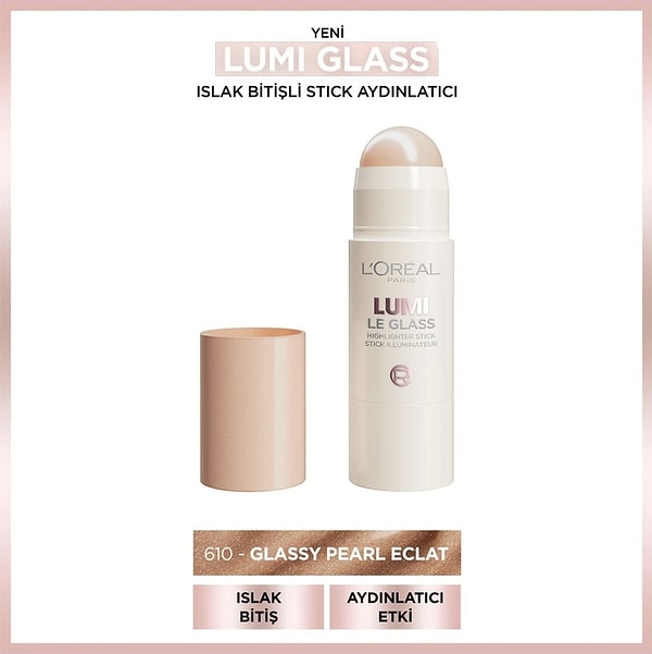 10. L'Oréal Paris - Lumi Glass Islak Bitişli Stick Aydınlatıcı (610 Glassy Pearl Eclat)