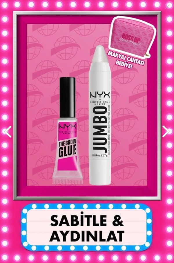 1. NYX Professional Makeup Brow Glue Kaş Maskarası & Jumbo Face Stick Aydınlatıcı