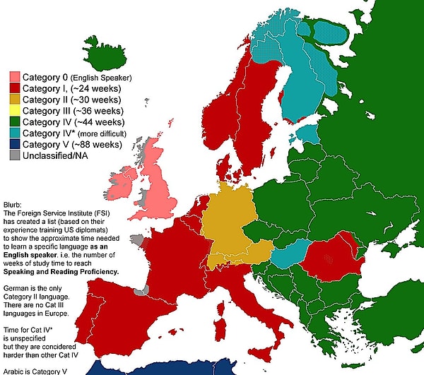 2. Hangi Avrupa dilini öğrenmek daha zor? Türkçe 4. grupta yer alıyor ve ortalama 44 haftaya ihtiyacınız var!