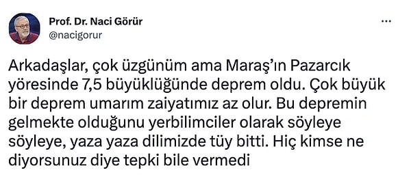 Depremin ardından yer bilimci Prof. Dr. Naci Görür'ün o bölgedeki fay hattıyla ilgili defalarca kez uyarıda bulunduğu ortaya çıktı.