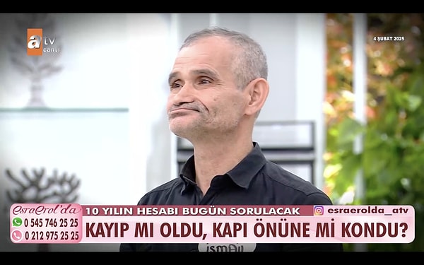 10 yıldır kayıp olan 56 yaşındaki İsmail Amca, Esra Erol ve ekibinin titizliği ile ailesine hemencecik kavuştu.