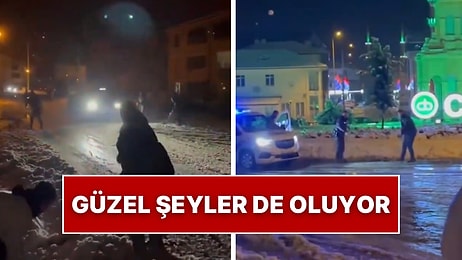 Düzce’den Kalpleri Isıtan Görüntüler: Polisler ve Gençler Doyasıya Kar Topu Savaşı Yaptı