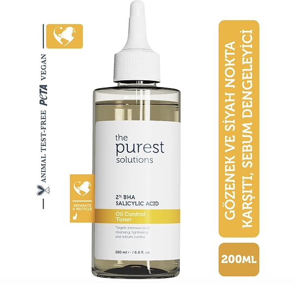 9. The Purest Solutions ,Yağlı Ve Karma Cilt Sivilce Ve Siyah Nokta , Gözenek Salisilik Asit Tonik 200 ml