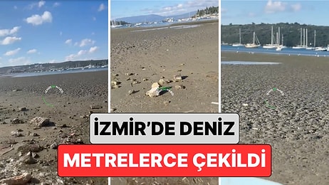 İzmir'de Metrelerce Çekilen Denizin Görüntüsü Art Arda Yaşanan Sarsıntıların Ardından Endişeleri Artırdı