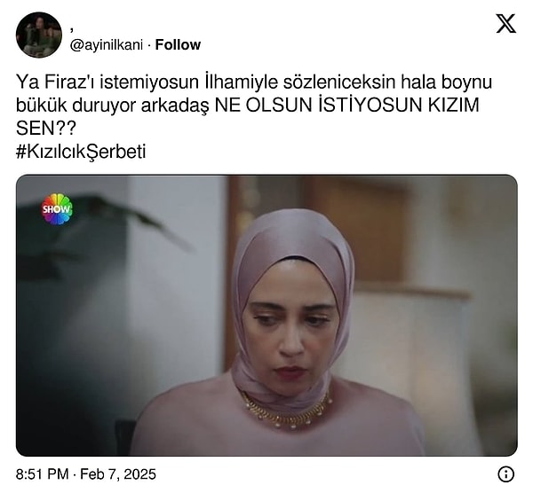 Show TV'nin reyting rekortmeni dizisi Kızılcık Şerbeti yine sosyal medyanın gündemine oturdu. Dramla komediyi harmanlayan yegane dizilerden olan Şerbo'ya haliyle izleyicilerden mizah dolu paylaşımlar geldi. Dizinin izleyicilerinin hafta boyunca yaptığı paylaşımları sizler için derledik. Şerbo'ya bir de izleyici gözünden bakalım diyorsanız içeriğimize buyurun...