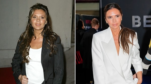 Victoria Beckham o çizgili takımıyla Antalya'dan yeni dönmüş Avukat Merve hanım havası veriyor sanki.