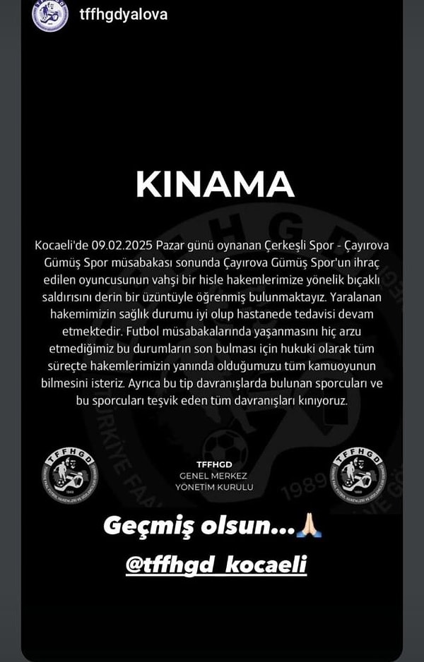 Maçın ardından sporcular, yöneticiler ve hakemler soyunma odasına yöneldi. Bu esnada sahadan atılan ancak tellerin ardından maçı takip eden tepkili futbolcu Ç., soyunma odalarının olduğu bölüme yöneldi ve bir anda hakemin üzerine atladı. Elindeki bıçağı birkaç kez sallayan ve hakemi sırtından yaralayan öfkeli futbolcuyu rakip takımın sporcu velileri engelledi.