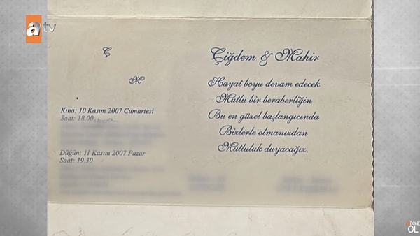 İlk çocuğun, 2009 yılının Mart ayında dünyaya geldiğini söylendi. Bunun üzerine Müge Anlı, eline ulaşan anlaşmalı denilen evliliğin düğün davetiyesini yayınladı. Buna göre hamileliğin yedinci ayında Çiğdem'in hamile kaldığı ortaya çıktı.