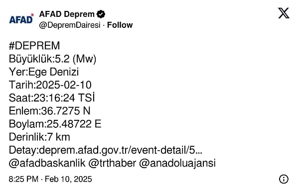 AFAD'ın açıklaması 👇