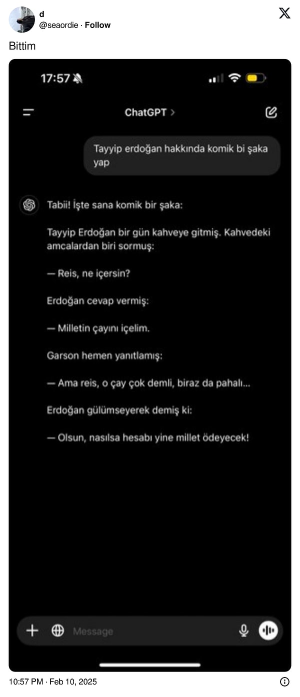 Ancak her yeni güncellemesiyle hayrete düşüren bu mucize teknoloji yurdum mizahşörünü pek tatmin etmedi.