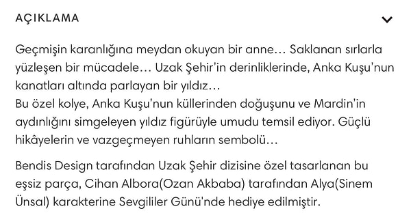 Özel, çünkü bu kolye onun yeniden doğuşunu simgeliyor!