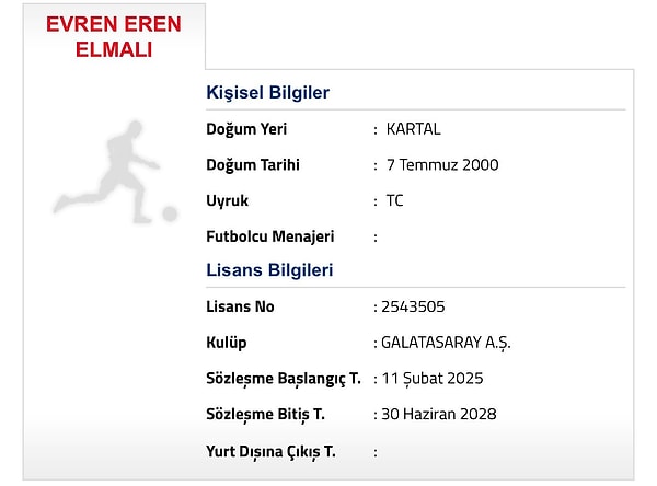 Sarı-kırmızılı kulüp, Eren Elmalı ile 2028 yılına kadar sözleşme imzalandığını TFF'ye bildirdi.