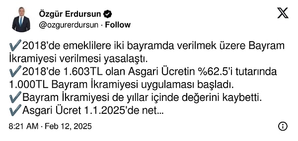 "Bayram ikramiyesi tutarının 13.815 TL olması gerekiyor."