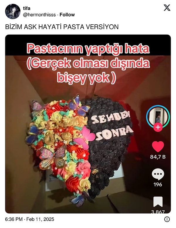 Ancak bir pastacı durumu yanlış anladı.