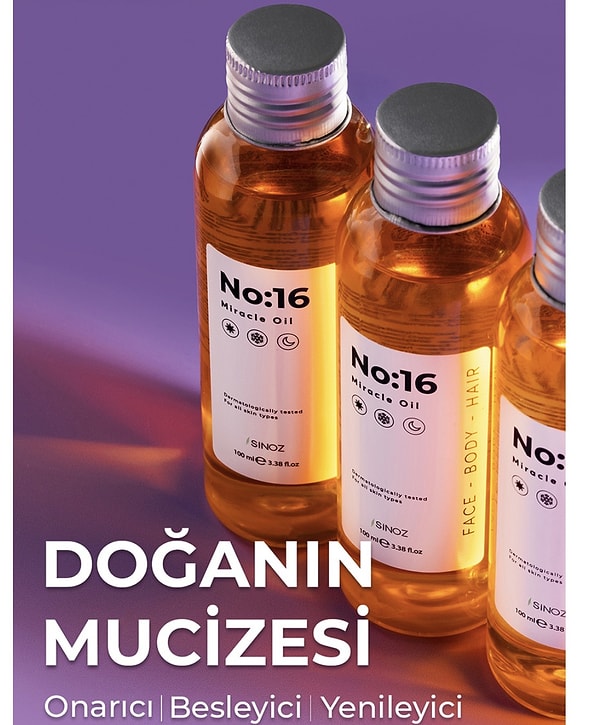 10. Sinoz No:16 Nemlendirici Besleyici Yenileyici Işıltı Verici Mucizevi Onarıcı Bakım Yağı 100 ML