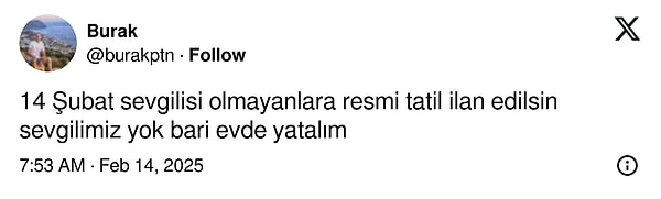 Ama sevgilisi olanlar Insta'ya dadanırken derdo tayfa Twitter'daydı.