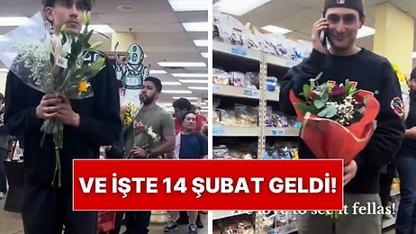 Çiftlerin Günü 14 Şubat Geldi Çattı: Partnerlerine Çiçek Alan Erkekler Bir Mağazada Kuyruk Oluşturdu