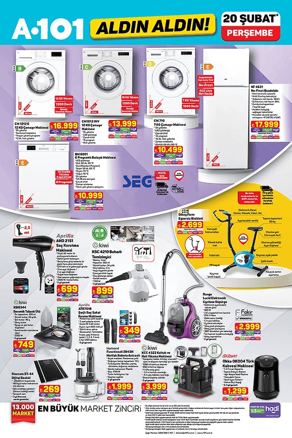 SEG 6 Programlı Bulaşık Makinesi 10.999 TL