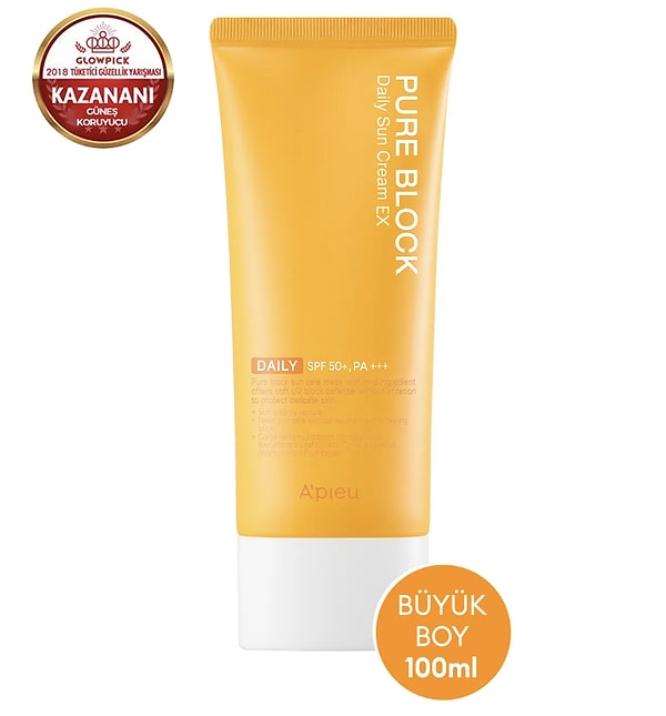 12. Missha Yapışkan His Bırakmayan Güneş Koruyucu A'PIEU Pure Block Natural Daily Sun CreamEX SPF50+PA++++100ml