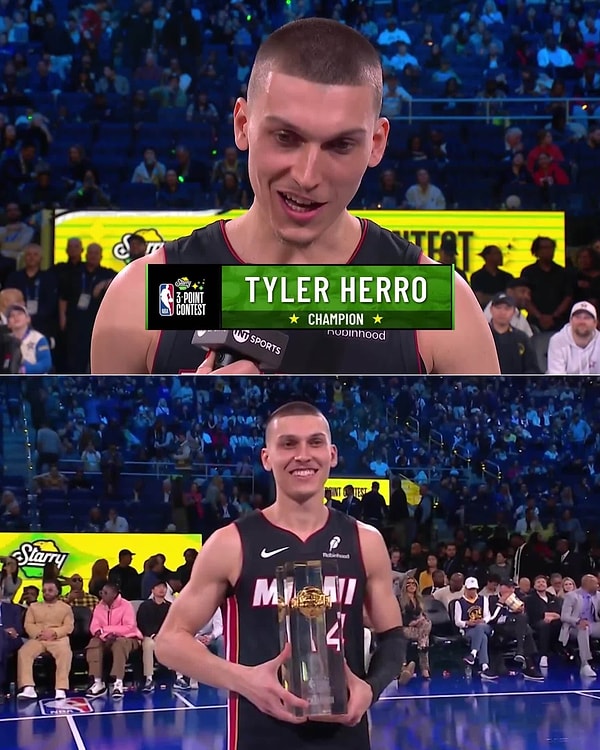 Üç sayı yarışmasında Damian Lillard, üçüncü kez üst üste kazanma hedefinde başarısız olurken, Miami Heat’ten Tyler Herro, finalde Warriors’tan Buddy Hield’ı 24-23’lük skorla geçerek zirveye çıktı.