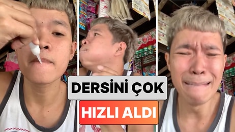 Video İçin Dudaklarını Japon Yapıştırıcısıyla Yapıştıran Genç Korkudan Gözyaşlarına Boğuldu