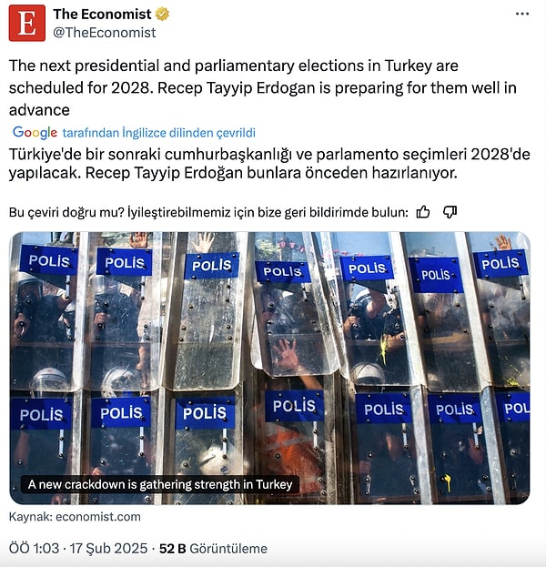 Haberde, “Türkiye'de bir sonraki cumhurbaşkanlığı ve parlamento seçimleri 2028'de yapılacak. Sayın Erdoğan bunlara çok önceden hazırlanıyor” denildi.