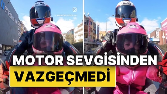 Babasıyla Motora Binen Küçük Kız, Soğuktan Tir Tir Titrese de Motor Sevgisinden Vazgeçmedi