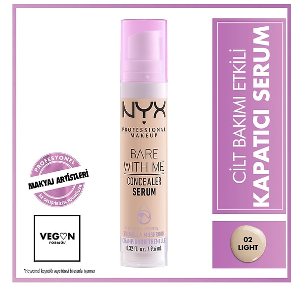 10. NYX Professional Makeup Bare With Me Kapatıcı Serum 02 Light Concealer