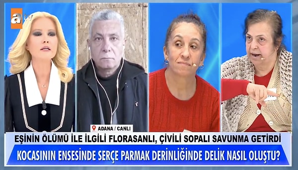 Hayatını kaybeden kocasının ensesinde serçe parmak derinliğinde delik olmasına yönelik enteresan açıklamalar yapıp, cam kırıklarının üzerine düştüğünü anlattı.