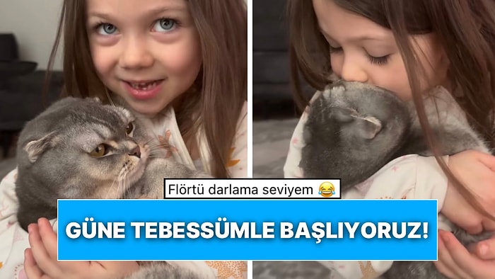 Kedisine Karşı Aşk Patlaması Yaşayan Tatlı Kız Çocuğunun Sevgi Sözcükleri Gülümsetti