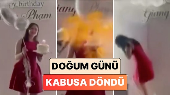 Doğum Günü Kabusa Döndü: Bir Kadın Mumları Üflerken Helyum Dolu Balon Patlayınca Yüzü Yandı