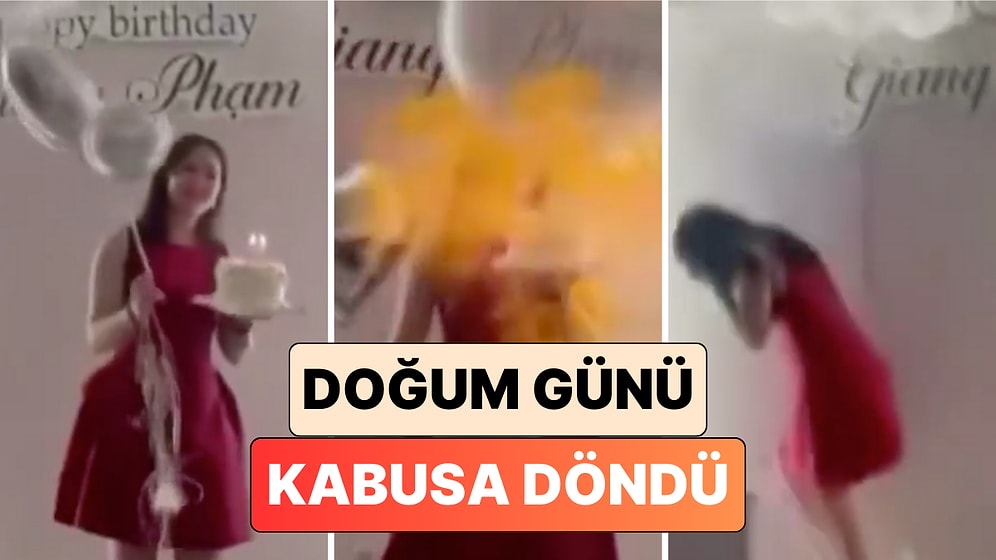Doğum Günü Kabusa Döndü: Bir Kadın Mumları Üflerken Helyum Dolu Balon Patlayınca Yüzü Yandı