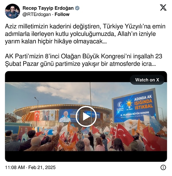 AKP, büyük kongresini 23 Şubat Pazar günü gerçekleştirecek. Sık sık değişim mesajı veren Cumhurbaşkanı Erdoğan’ın kabinede önemli değişiklik yapacağı konuşuluyor.