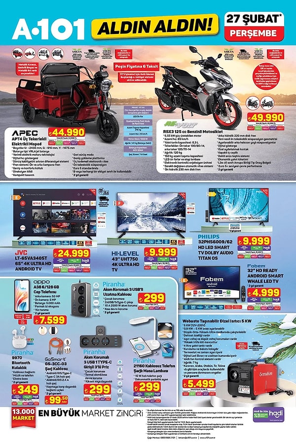 APEC APT4 Üç Tekerlekli Elektrikli Moped 44.990 TL