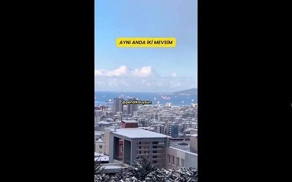 Bir vatandaş aynı anda iki mevsim yaşanan İstanbul'u tek video ile özetledi.